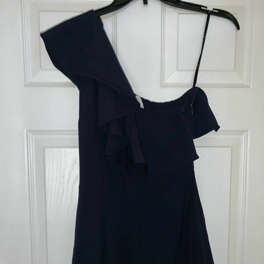 Navy blue ruffle romper